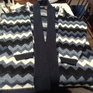 Yarn Works Chevron Pattern Chunky Sweater Cardigan Western Women's Size L